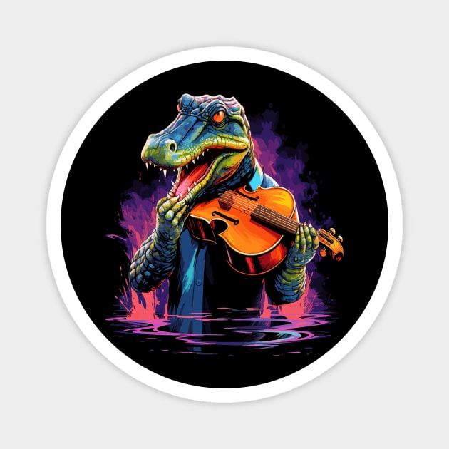 Alligator Playing Violin Magnet by JH Mart
